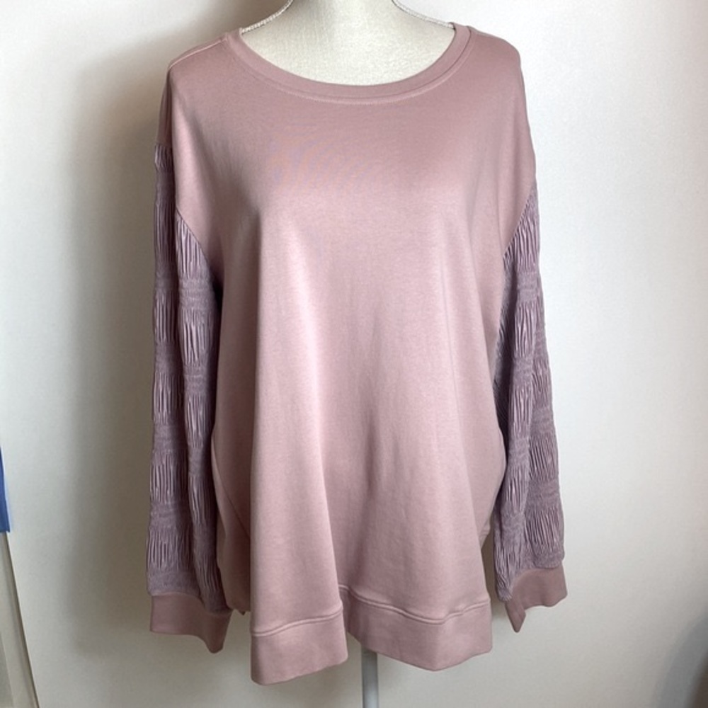 JOH Blush Radana Pointe Knit Top Women's Round Neck Textured L/S Size XXL NEW
